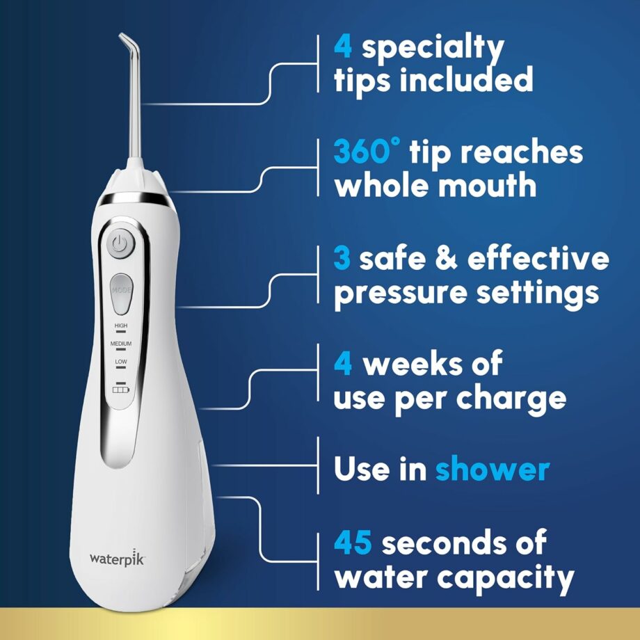 Waterpik Cordless Advanced 2.0 Rechargeable Portable ADA Accepted Water Flosser with Travel Bag and 4 Tips - White (Coming Soon)