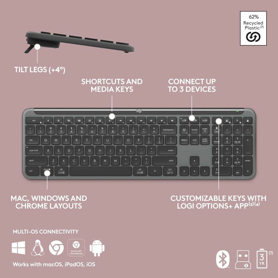 Logitech Signature Slim K950 Wireless Bluetooth Keyboard - Graphite