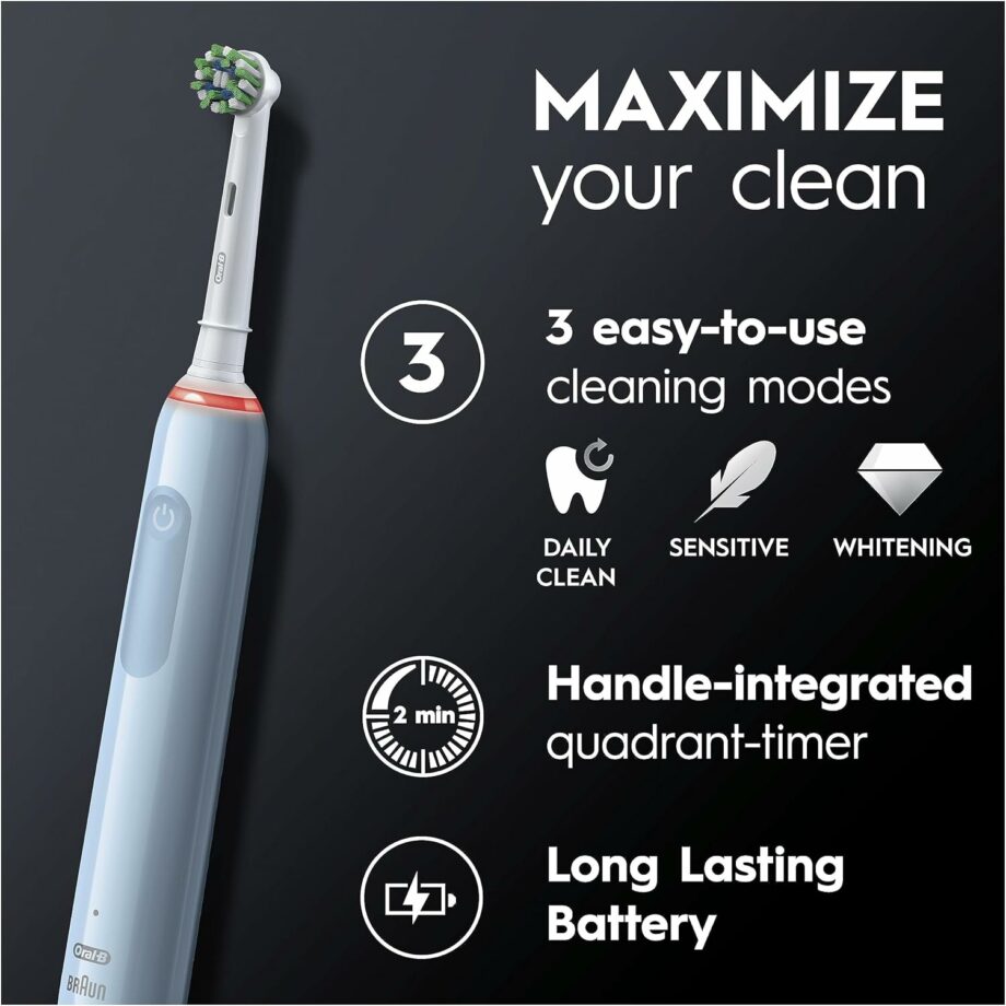 Oral-B Pro Series 3 Electric Toothbrush with Cross Action Brush Head and 3 Modes - Blue