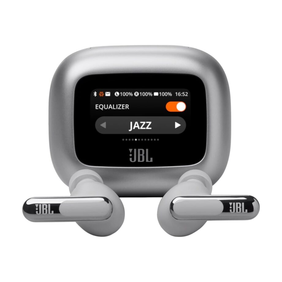 JBL Live Beam 3 True Wireless Noise-Cancelling Closed-Stick Earbuds - Silver