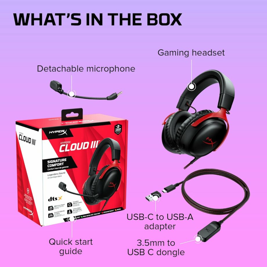 HyperX Cloud III Wired Gaming Headset for PC, PS5, Xbox Series X|S - Black