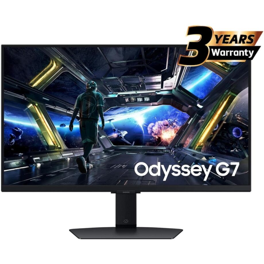 Samsung Odyssey G7 (2025) Smart Tizen (DG702) 27" Fast IPS 4K UHD 144Hz 1ms(GTG), 10Bit, HDR10+, 99% sRGB, HDMI 2.1, FreeSync Premium w/ NQM AI Processor, Core Sync, Ergonomic Stand & Speakers Gaming Monitor