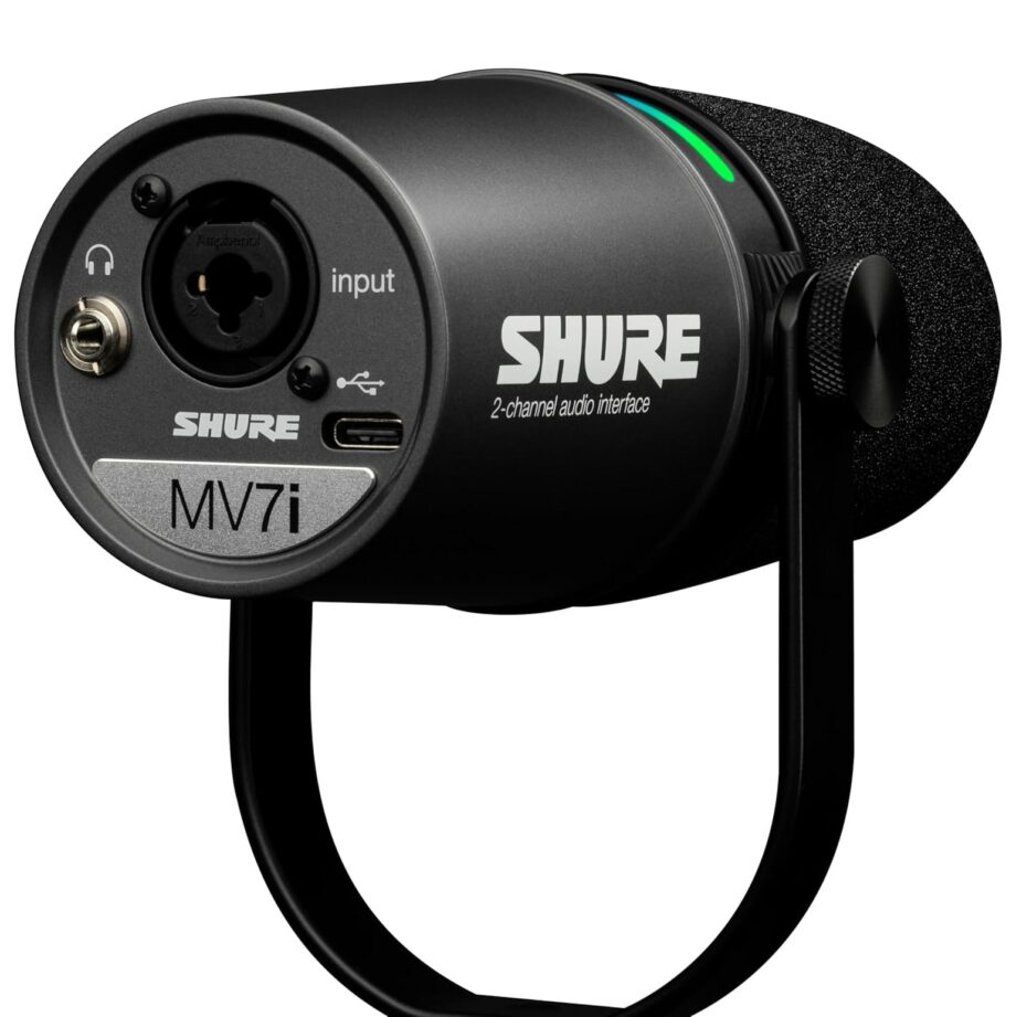 Shure MV7i with Built-in Audio Interface with 2 Channels, XLR and 1/4", USB-C Smart Microphone (Pre-Order)